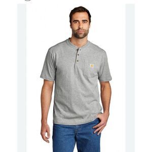 Carhartt Henley Tee Shirt Men’s Sz L Tall Gray Pocket Short-Sleeve Original Fit
